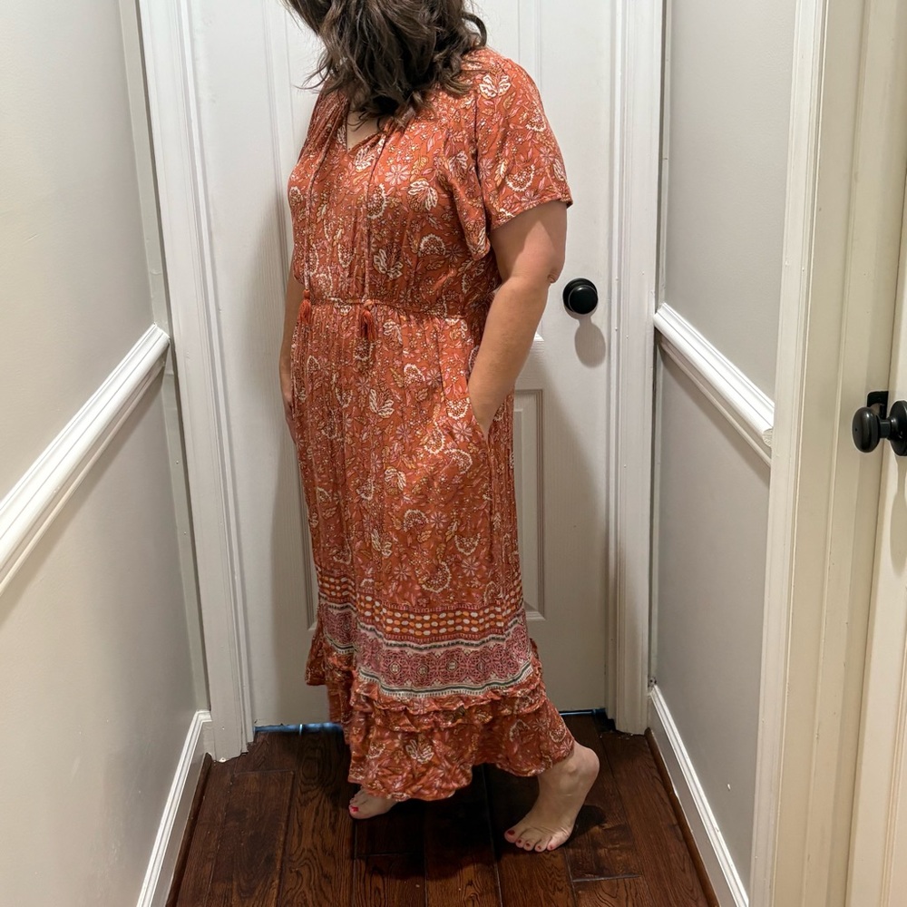 Knox Rose Orange Paisley Maxi Dress